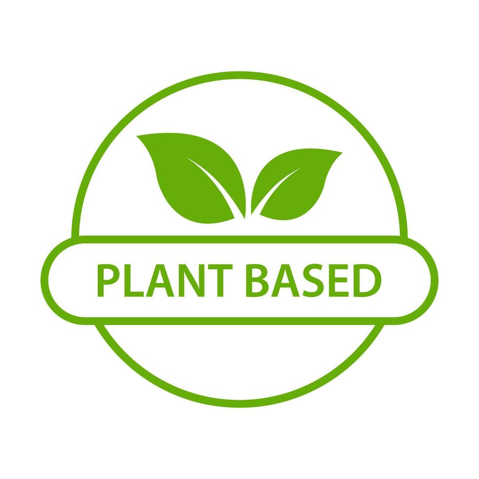 ícone baseado em plantas vetor símbolo de comida saudável distintivo vegano, sinal vegetariano