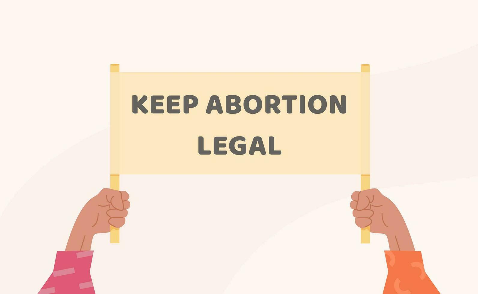 meu corpo meu escolha. movimento contra uma banimento em aborto. cartaz contra indesejado gravidez. na moda moderno jovem mulher segurando bandeira para Apoio, suporte mulheres direitos. fêmea Castanho pele manifestante. vetor. vetor