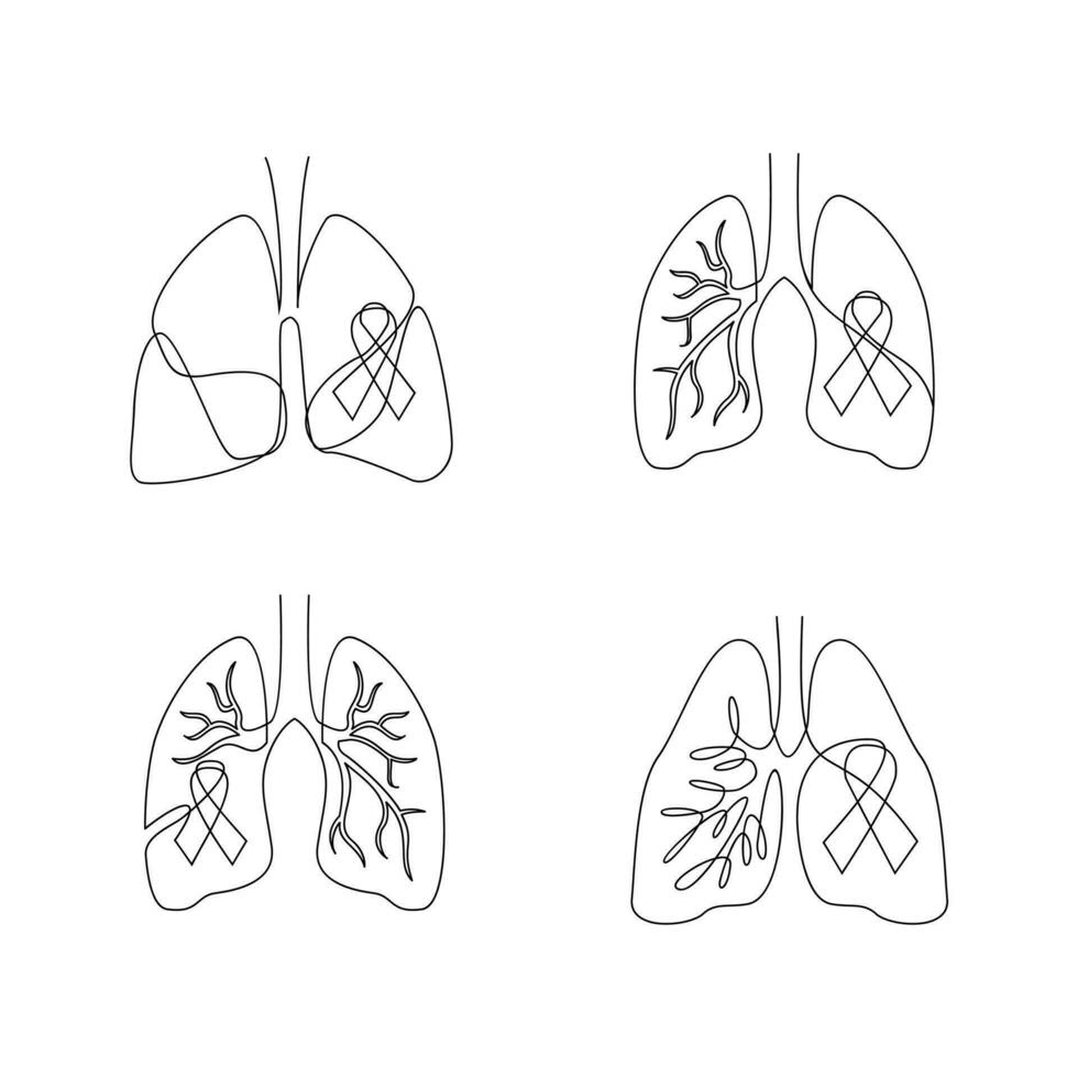 pulmão solteiro linha ilustração desenhando vetor