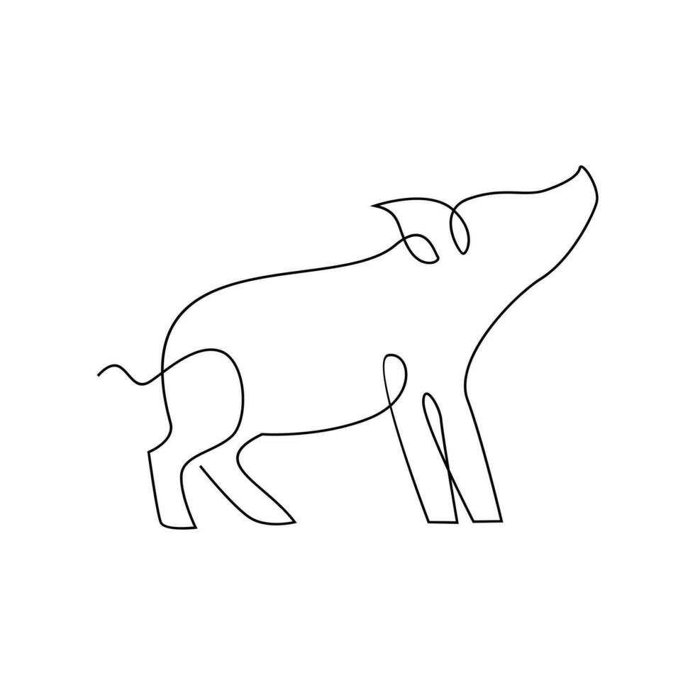 porco solteiro linha ilustração desenhando vetor