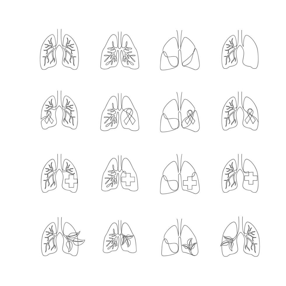 pulmão solteiro linha ilustração desenhando vetor
