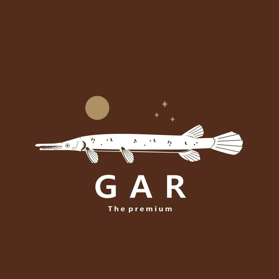 animal gar natural logotipo vetor ícone silhueta retro hipster