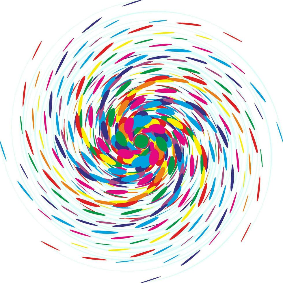 colorida redemoinho espiral. pontos descendente dentro Tamanho a partir de maior para menor. moderno e alegre turbilhão vetor