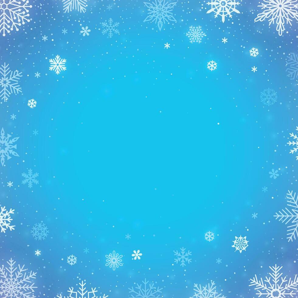 inverno queda neve azul fundo. Natal ou Novo ano fronteira decoração. inverno queda de neve para decoração vetor