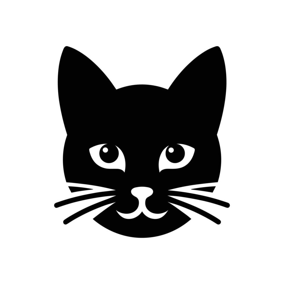 brincalhão e simples recortado desenho animado gato face logotipo ícone vetor