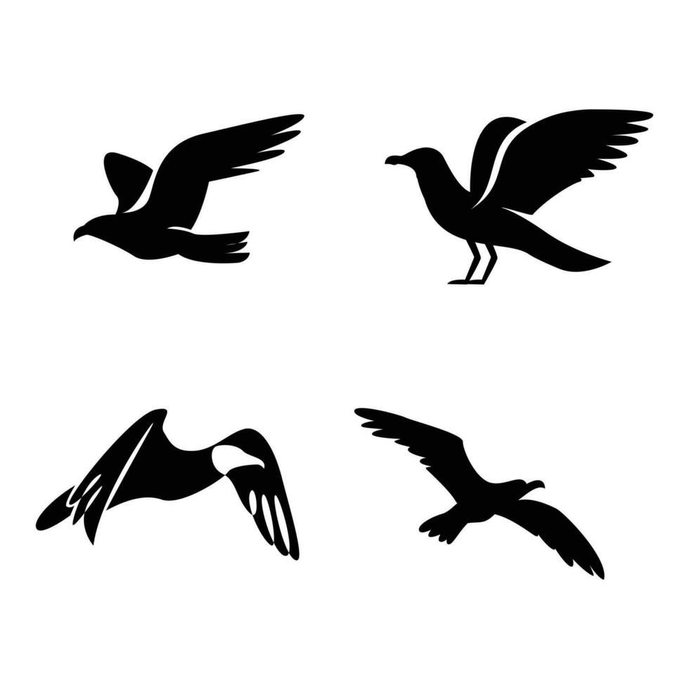 gaivota silhueta Preto branco logotipo ícone Projeto vetor