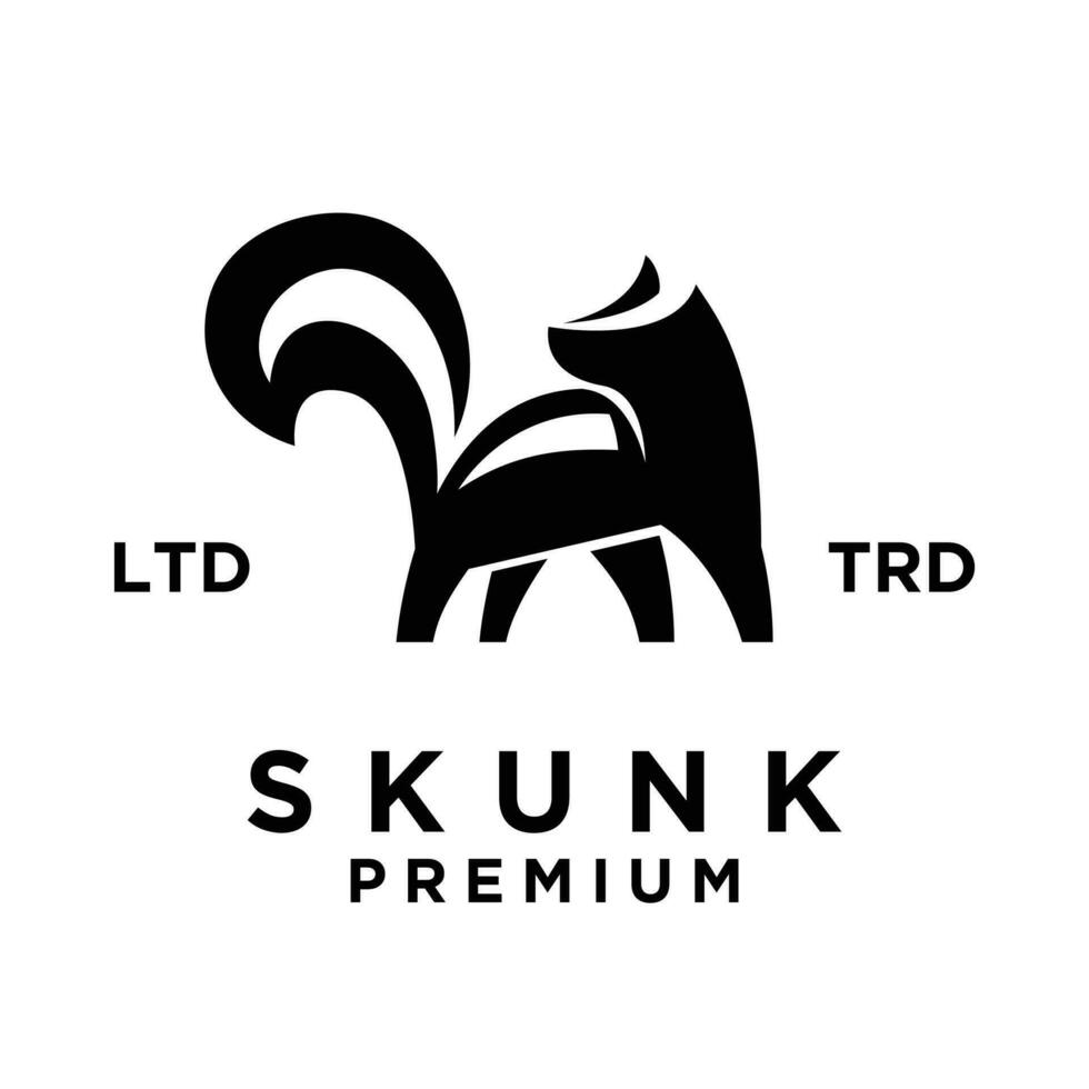 Skunk Preto branco silhueta logotipo ícone Projeto ilustração vetor