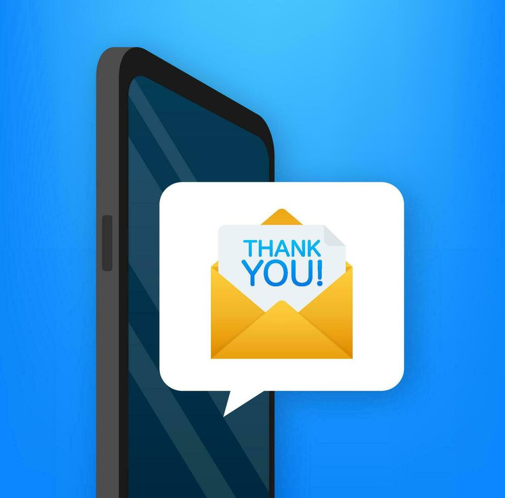 expressando obrigado com uma Smartphone notificação vetor - uma vibrante Projeto representando uma obrigado você mensagem estalando acima em uma Móvel dispositivo.