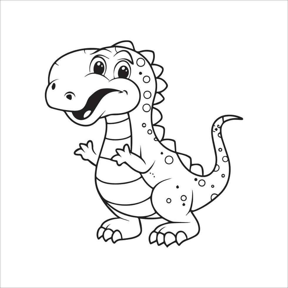 vetor fofa coloração livro com dinossauro