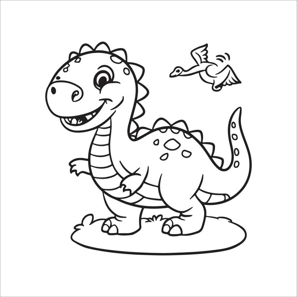 vetor fofa coloração livro com dinossauro