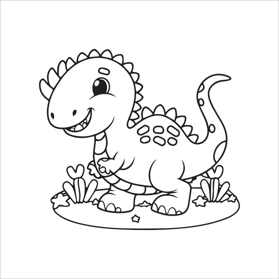 vetor fofa coloração livro com dinossauro