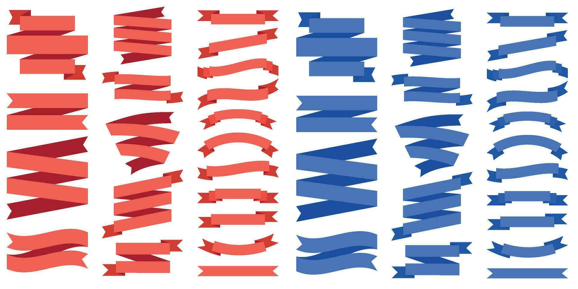 vermelho e azul fita bandeiras. esvaziar curvado papel para anúncio, especial proposição dentro varejo fazer compras vetor