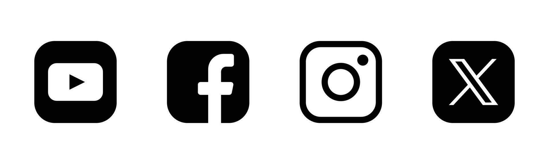 social meios de comunicação logotipo ícones conjunto - Facebook, Instagram, Twitter, Youtube símbolos vetor