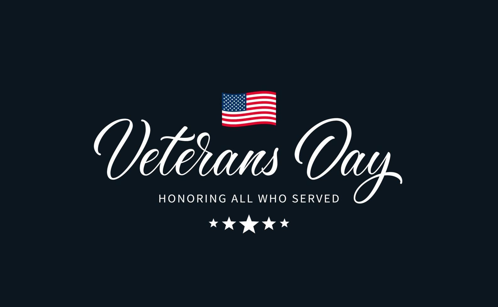 texto do dia dos veteranos com letras - homenageando todos os que serviram. design de tipografia de letras de mão. inscrição caligráfica do dia dos veteranos dos EUA. vetor