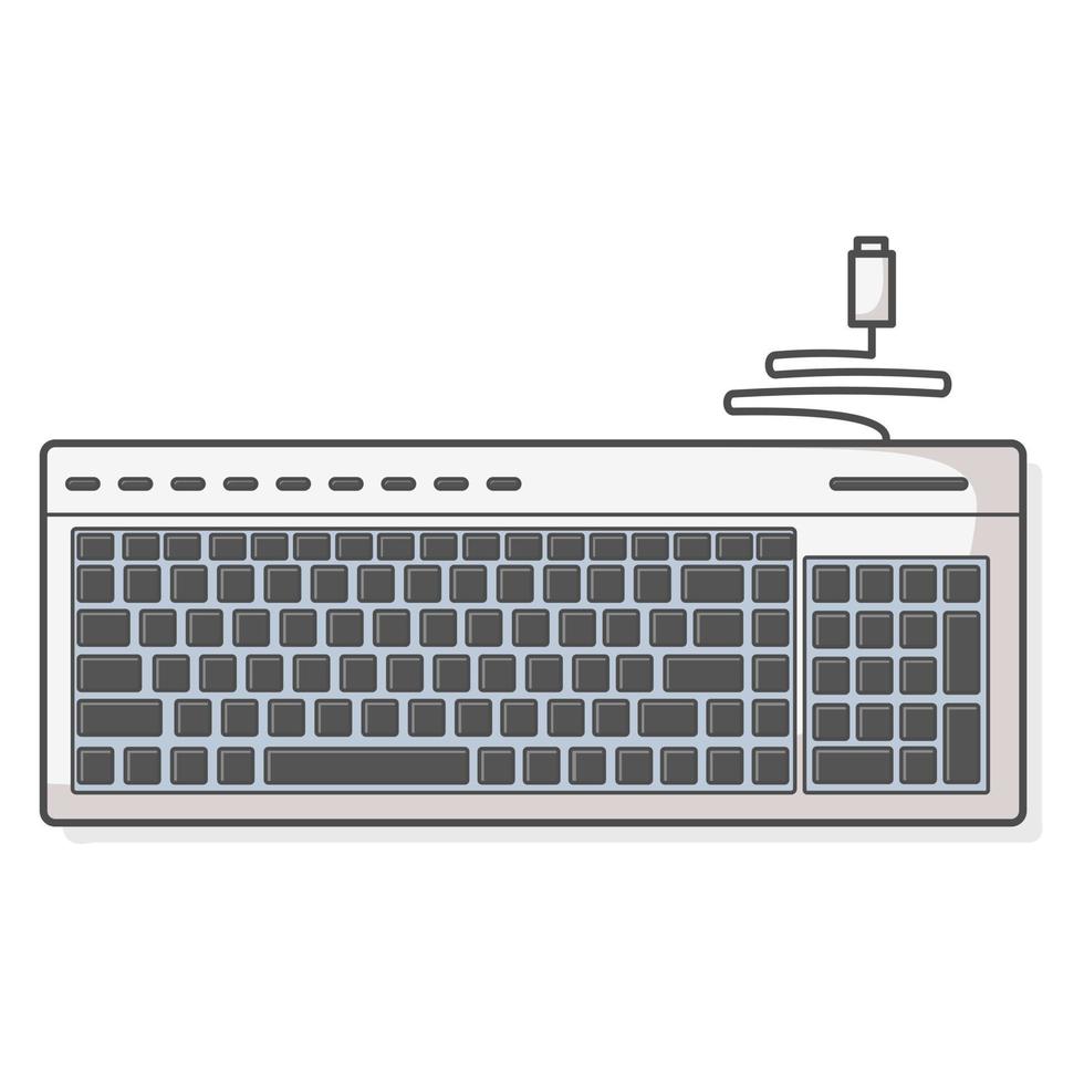 teclado computador com design plano vista frontal vetor