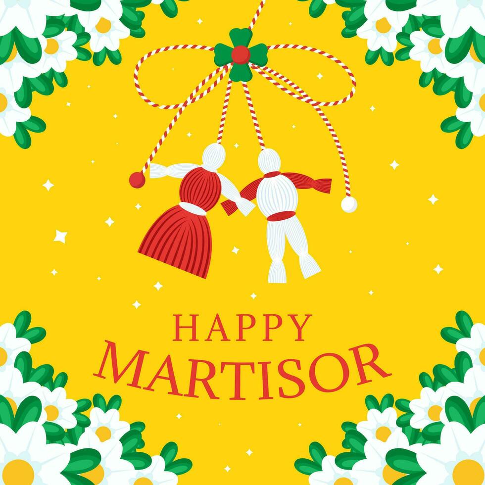 vetor feliz martisor ilustração dentro plano Projeto estilo