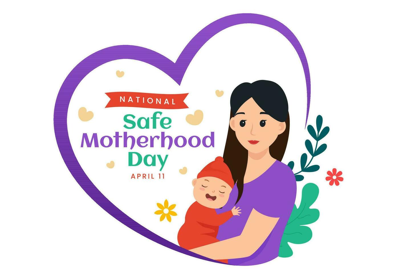 nacional seguro maternidade dia vetor ilustração em 11 abril com grávida mãe e crianças para a cuidados de saúde do mulheres e maternidade instalações
