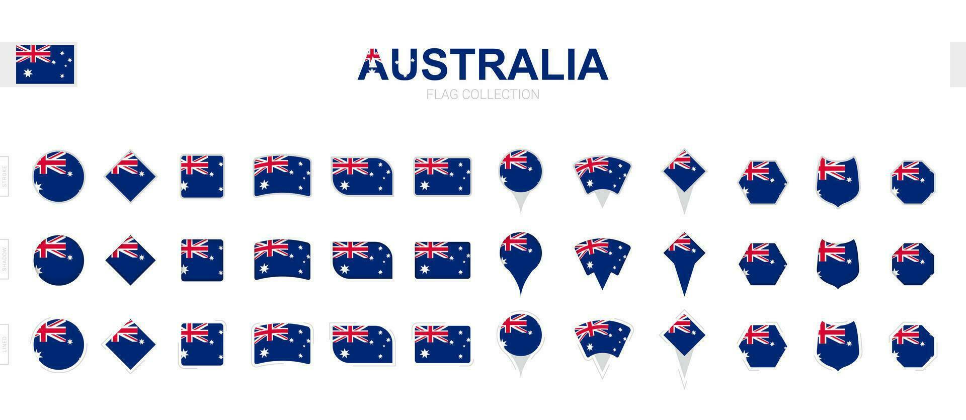 ampla coleção do Austrália bandeiras do vários formas e efeitos. vetor