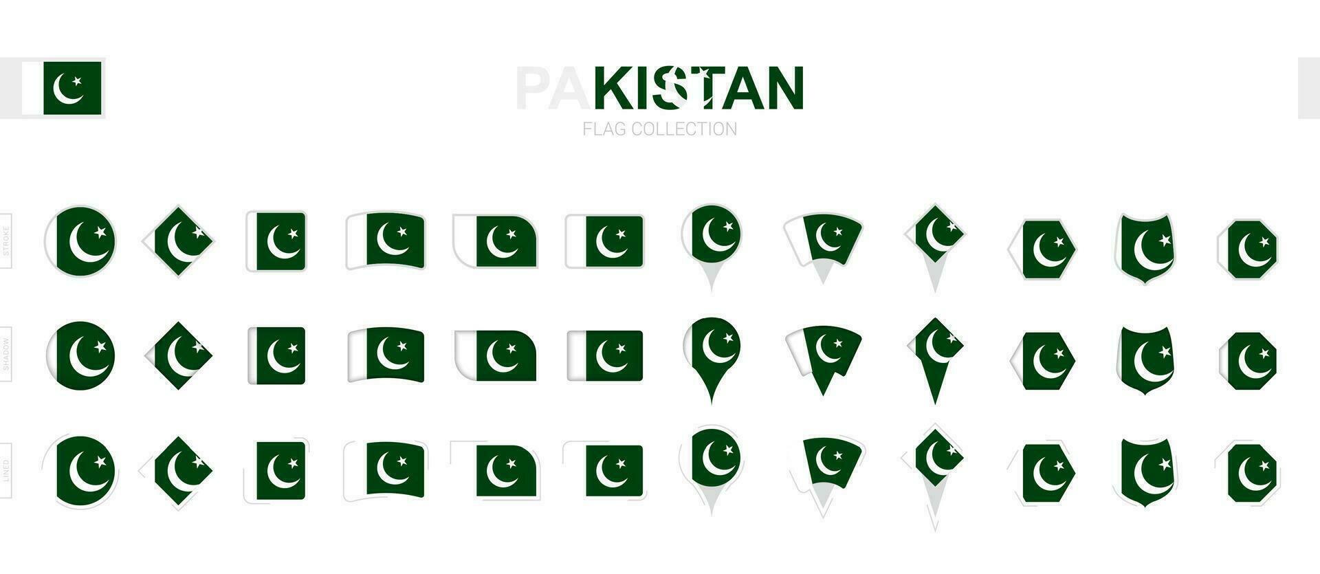 ampla coleção do Paquistão bandeiras do vários formas e efeitos. vetor