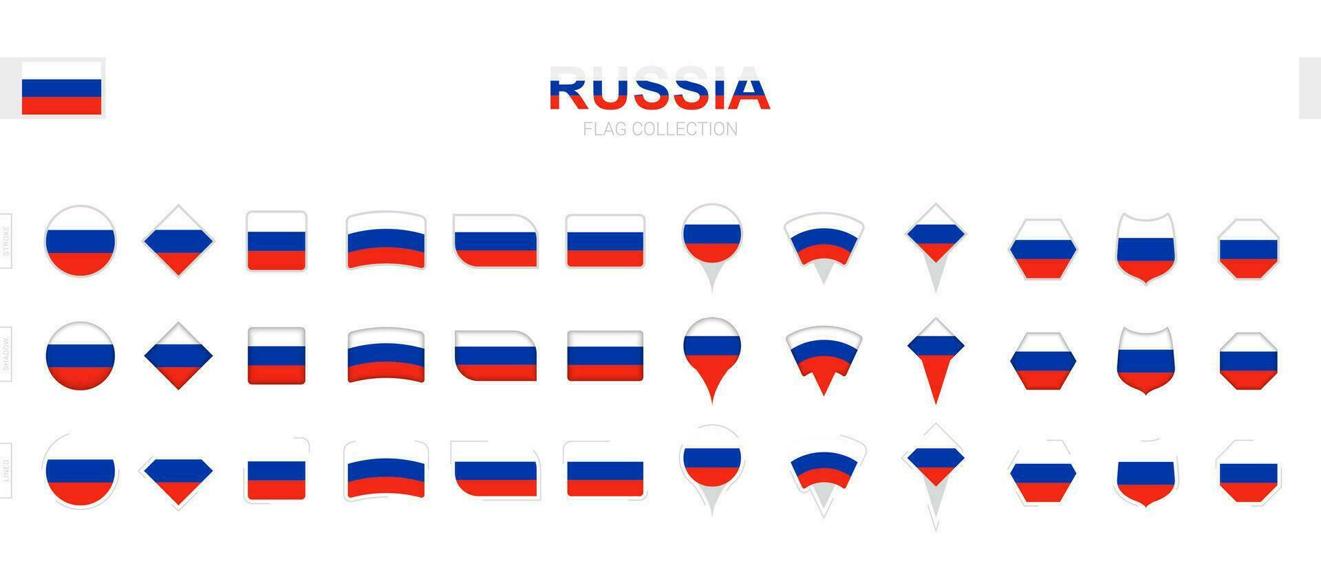 ampla coleção do Rússia bandeiras do vários formas e efeitos. vetor