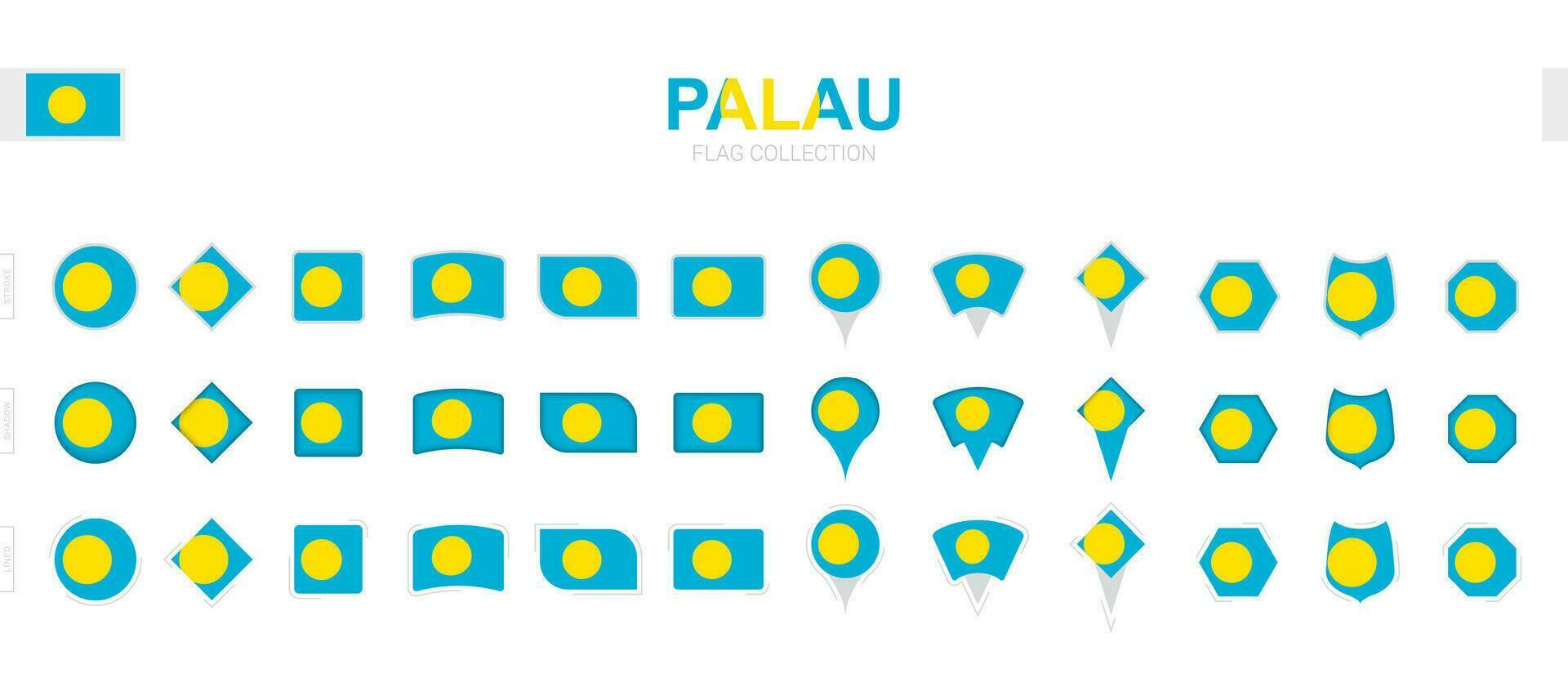 ampla coleção do Palau bandeiras do vários formas e efeitos. vetor