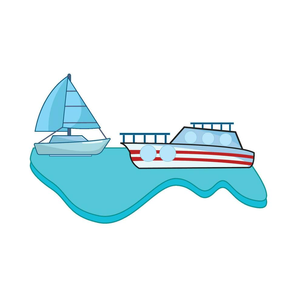barco dentro mar ilustração vetor