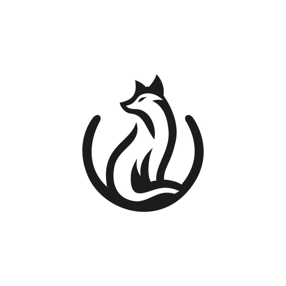 elegante monocromático Raposa emblema exibindo moderno minimalista Projeto estética vetor