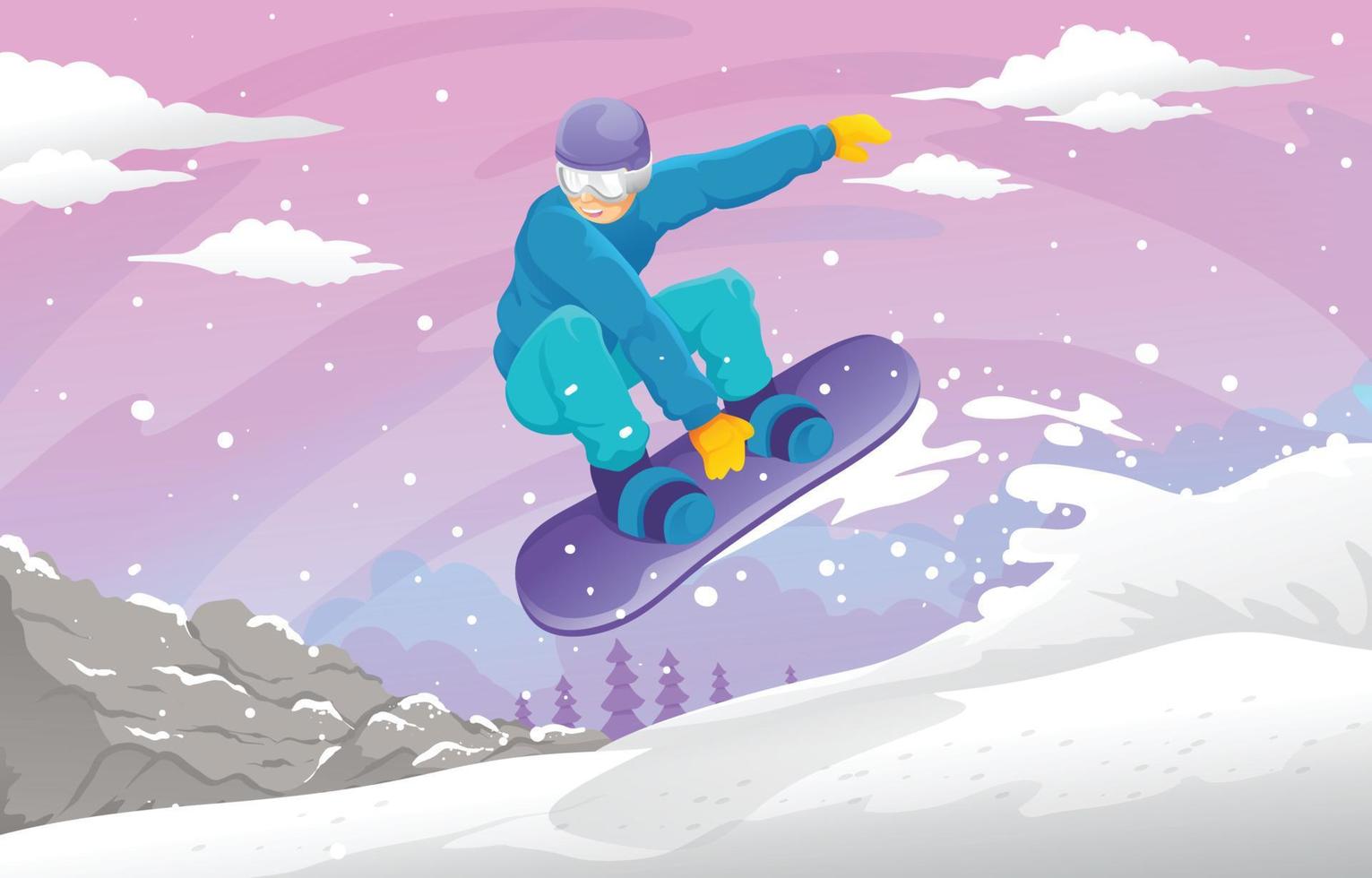 snowboard esporte extremo de inverno vetor