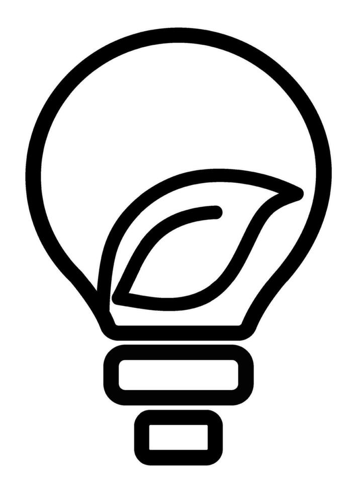 sustentável ecológico energia ícone. brilhando elétrico ecologia luz lâmpada com folha dentro. ir verde luminária tubo silhueta. editável AVC. linha vetor ilustração. Projeto em branco fundo. eps 10