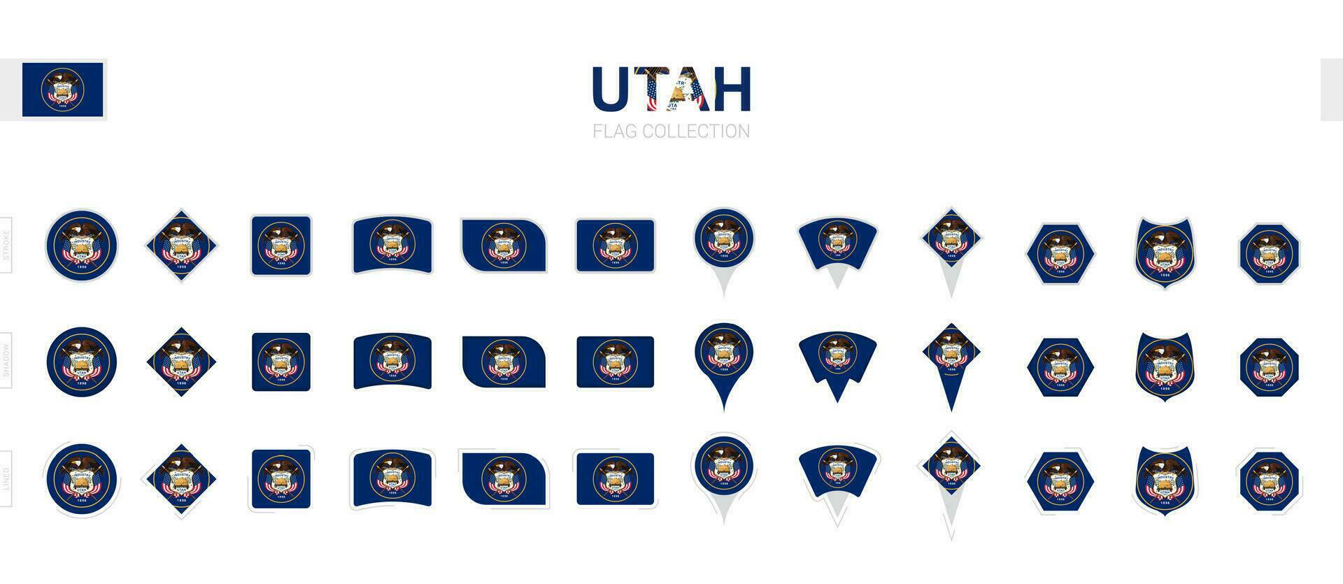 ampla coleção do Utah bandeiras do vários formas e efeitos. vetor