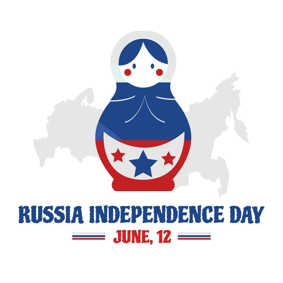 matryoshka e bandeira do Rússia para Rússia independência dia Junho 12 vetor
