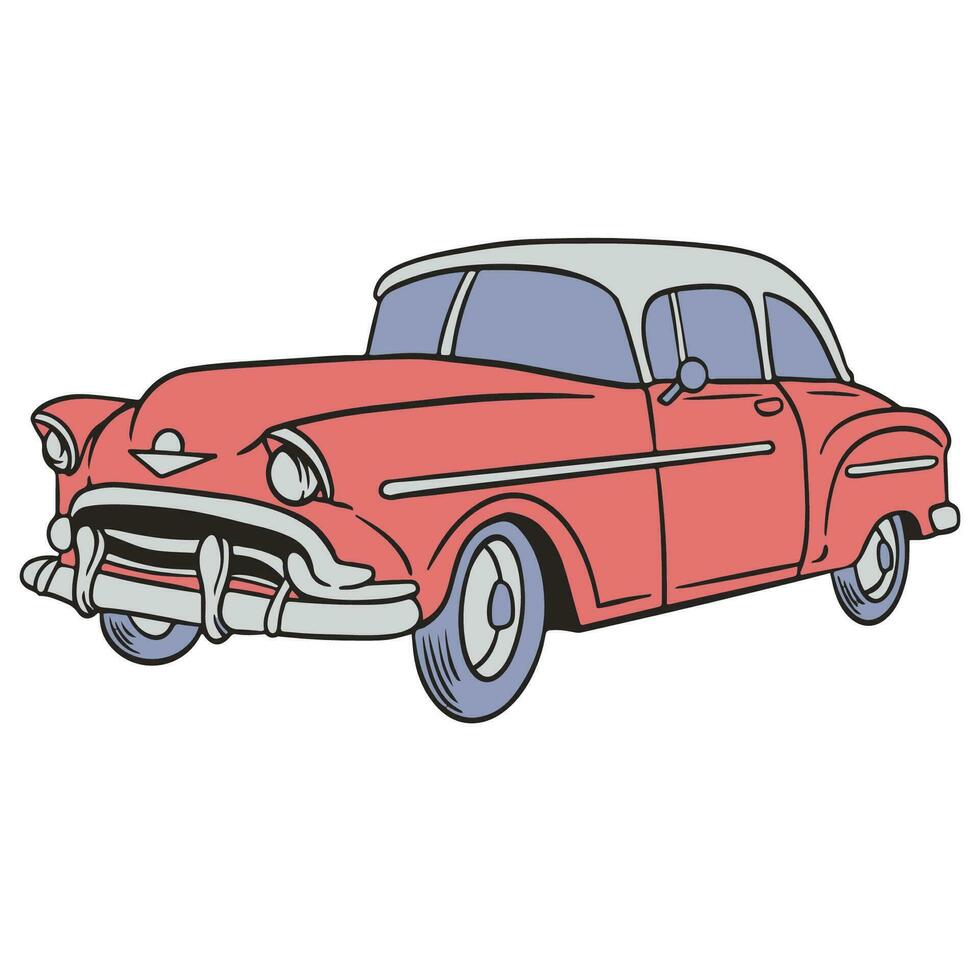 clássico retro carro desenhado à mão ilustração vetor