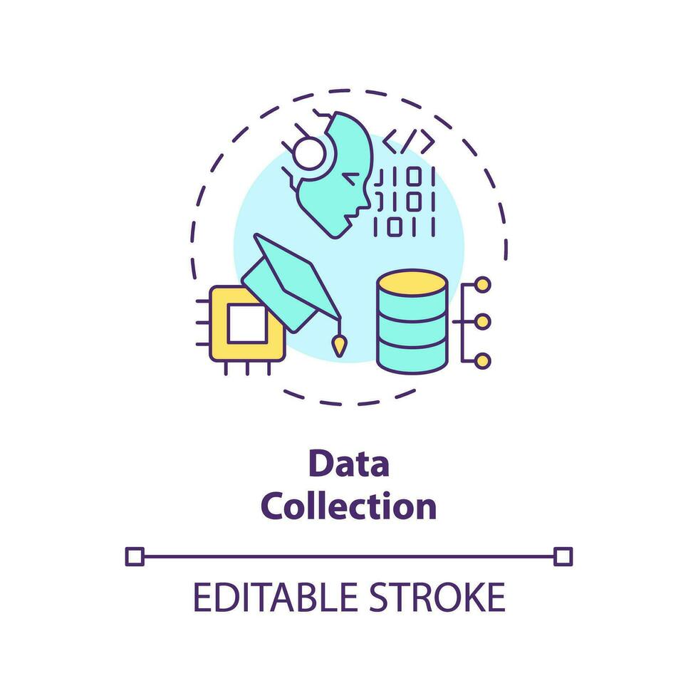 2d editável multicolorido dados coleção ícone, simples isolado vetor, fino linha ilustração representando cognitivo Informática. vetor