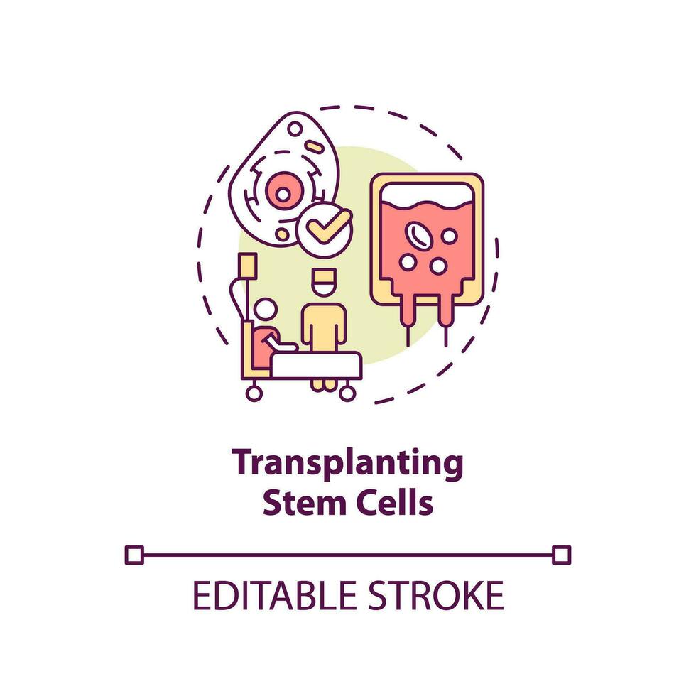 2d editável multicolorido transplante haste células ícone, simples isolado vetor, fino linha ilustração representando célula terapia. vetor