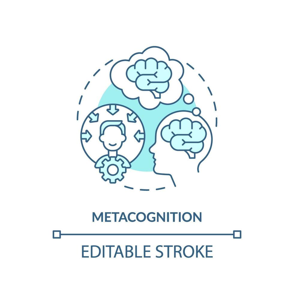 2d editável azul metacognição ícone, simples monocromático vetor, Aprendendo teorias fino linha ilustração. vetor