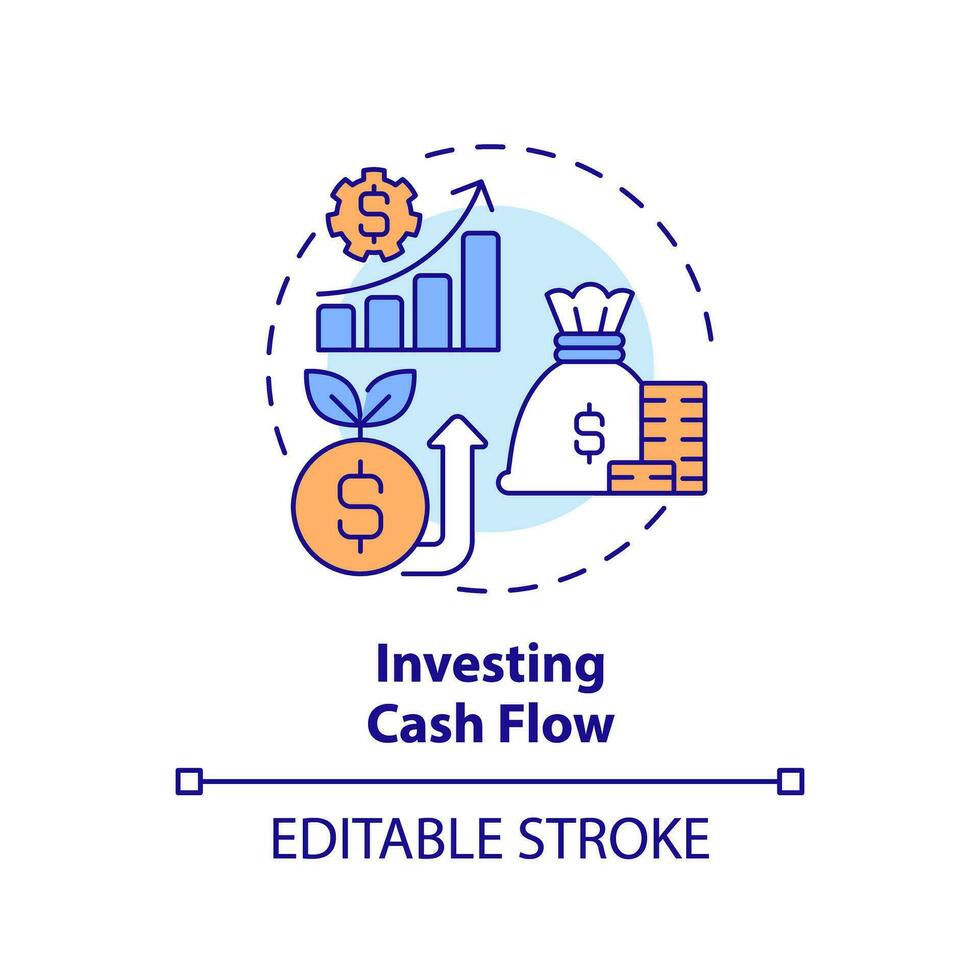 2d editável multicolorido investindo dinheiro fluxo ícone, simples isolado vetor, fino linha ilustração representando dinheiro fluxo gerenciamento. vetor