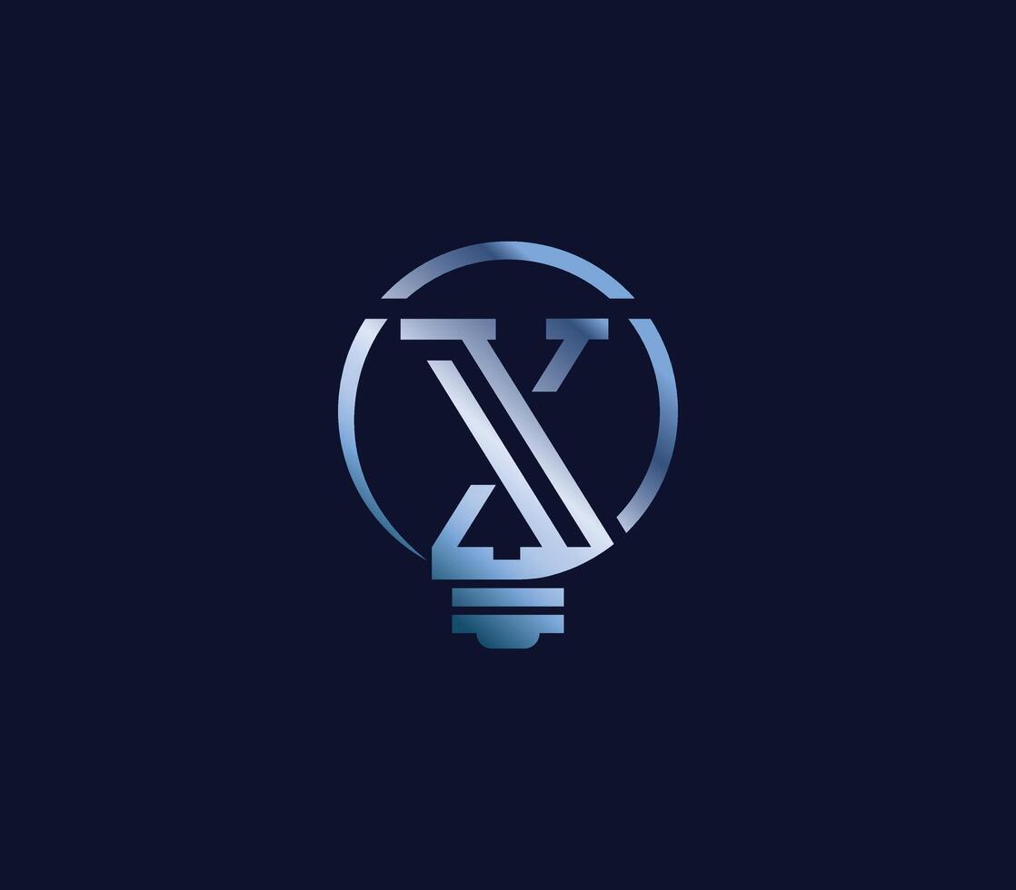 criativo x carta lâmpada energia poder moderno logotipo Projeto companhia conceito vetor