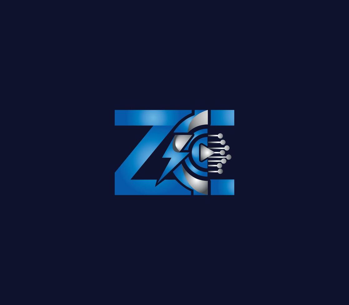trovão energia Z e carta azul cor logotipo Projeto companhia conceito vetor