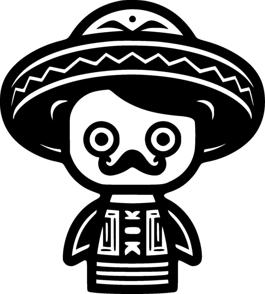 mexicano - Preto e branco isolado ícone - vetor ilustração