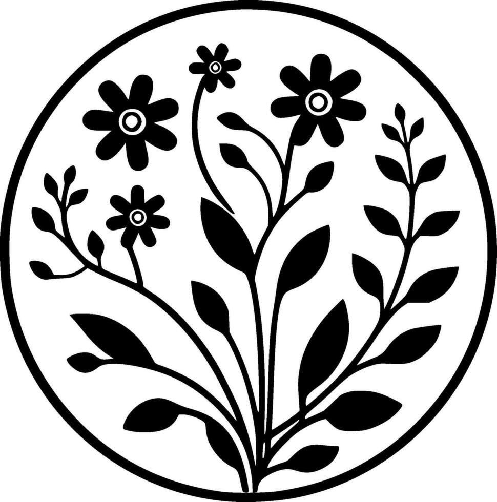 floral, minimalista e simples silhueta - vetor ilustração