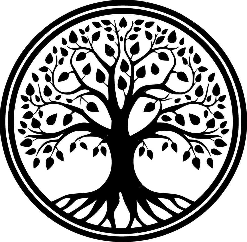 árvore - Preto e branco isolado ícone - vetor ilustração