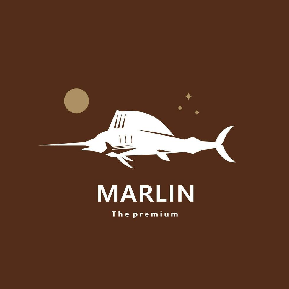 animal marlin natural logotipo vetor ícone silhueta retro hipster