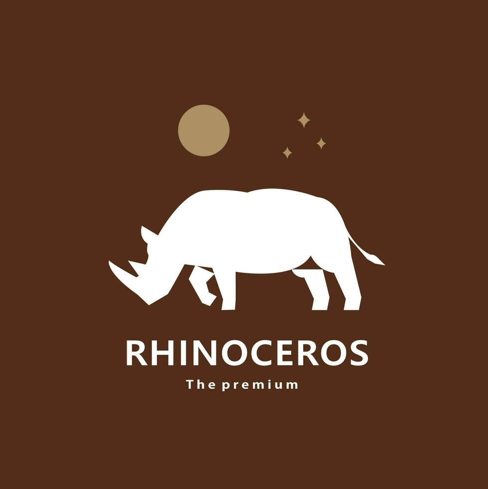 animal rinoceronte natural logotipo vetor ícone silhueta retro hipster