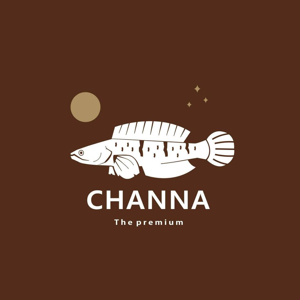 animal Channa natural logotipo vetor ícone silhueta retro hipster