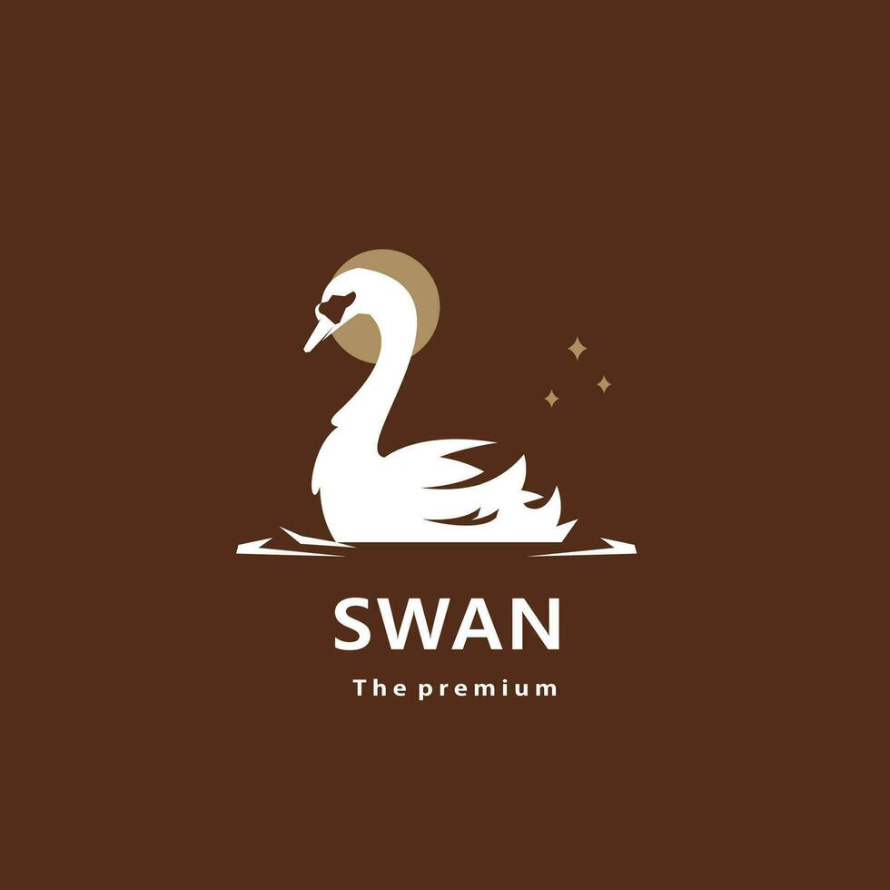 animal cisne natural logotipo vetor ícone silhueta retro hipster