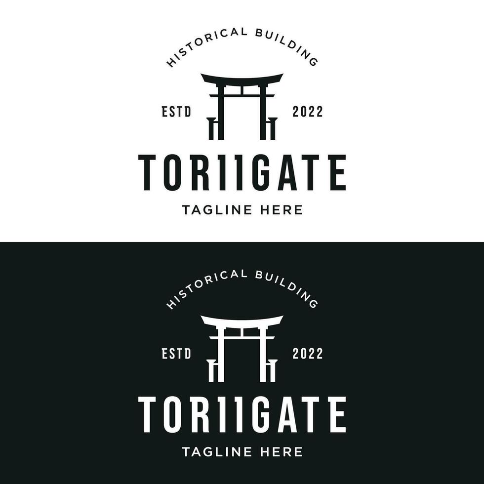 japonês antigo torii portão logotipo modelo Projeto. tori portão japonês herança, cultura e história. vetor