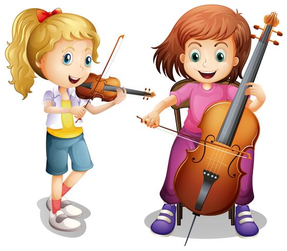 Meninas, violino jogo, e, violoncelo vetor