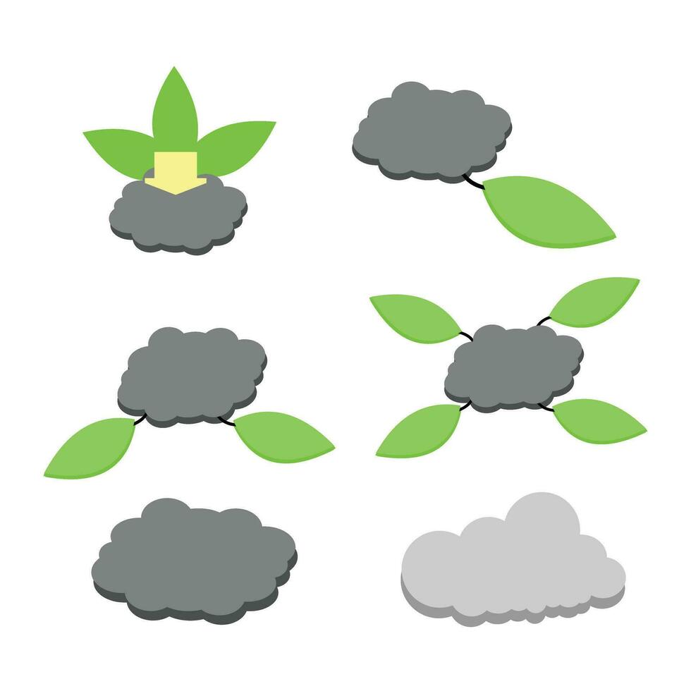 Preto nuvens vencimento para poluição e verde folhas vetor