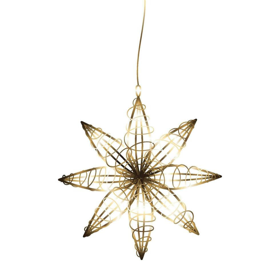 luxo Natal dourado flor suspensão elemento. vetor