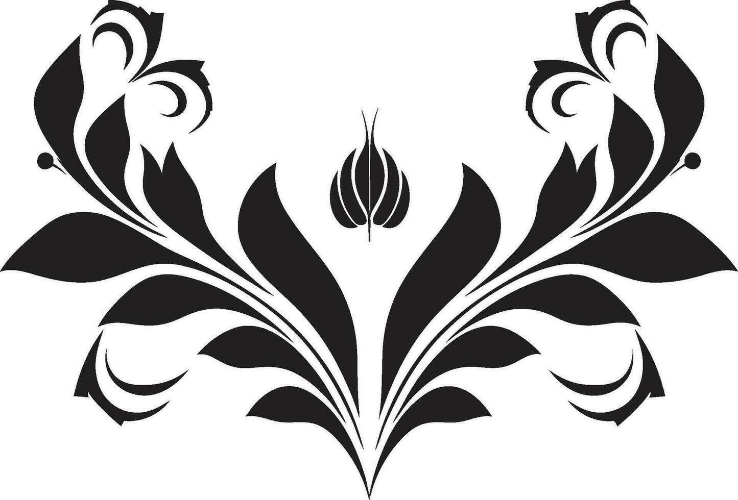 pétala padrões geométrico floral ícone dentro Preto telha estruturada florais Preto vetor logotipo com azulejos